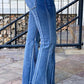 Acid Wash Raw Hem Flared Jeans