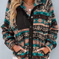 Western Colorblock Snap Buttoned Sherpa Jacket