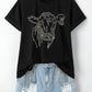 Rhinestone Steer Head Graphic Fashion T Shirt