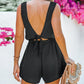 Knotted Backless Elastic Waist Sleeveless Romper