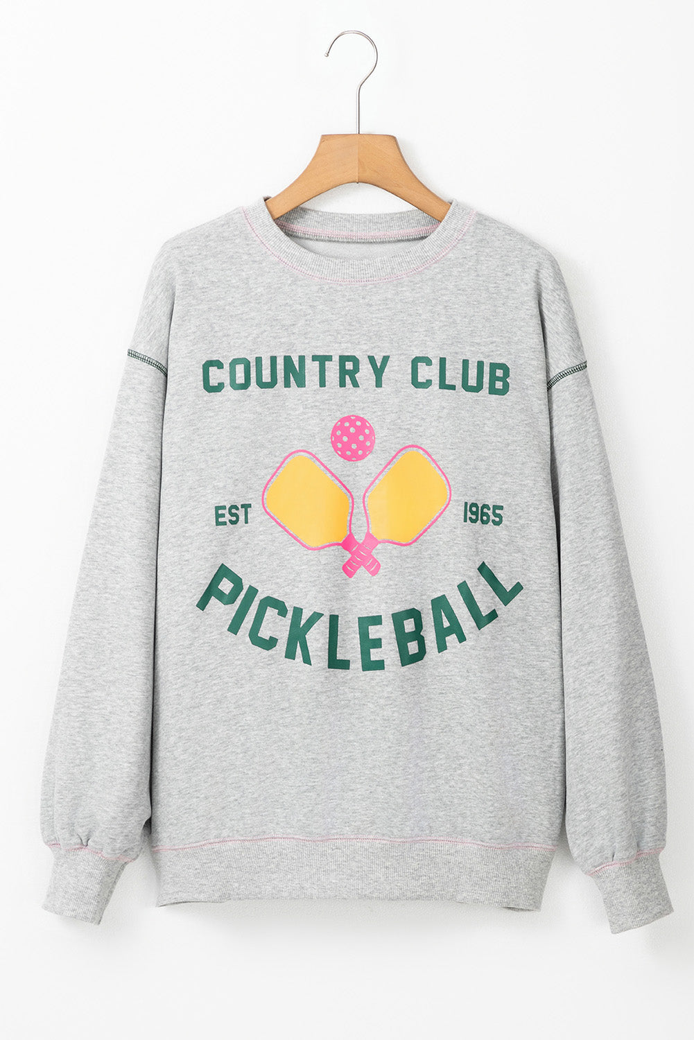 COUNTRY CLUB PICKLEBALL Graphic Exposed Stitching Casual Sweatshirt