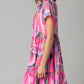 Abstract Geometric Print Tassel Tie Flared Dress