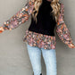 Contrast Floral Sleeve Peplum Sweater