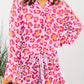 Leopard Print Long Sleeve Shirt and Shorts Pajama Set