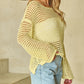 Open Knit Crochet Bell Sleeve Tunic Sweater