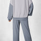 Contrast Patchwork Pullover and Drawstring Joggers Set
