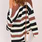 Striped Color Block Hollowed Knit Cardigan