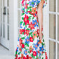Flutter Sleeve V Neck High Waist Floral Midi Dress