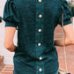 Sapphire Solid Button Back Puff Short Sleeve Top