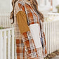 Plaid Color Block Patchwork Shirt Jacket with Pocket