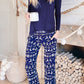 Solid Top and Christmas Pants Two Piece Lounge Set