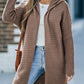 Horizontal Rib Knitted Open Front Hooded Cardigan