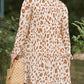 Leopard Print Ruffle Long Sleeve Plus Size Mini Dress