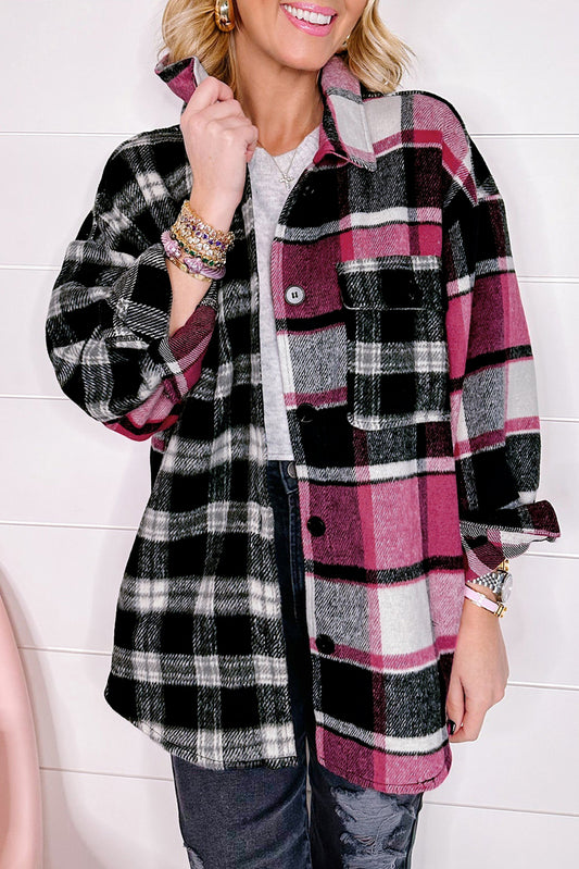 Plaid Colorblock Loose Shacket