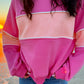 Colorblock Patchwork Drop Shoulder Ribbed Trim Sweatshirt