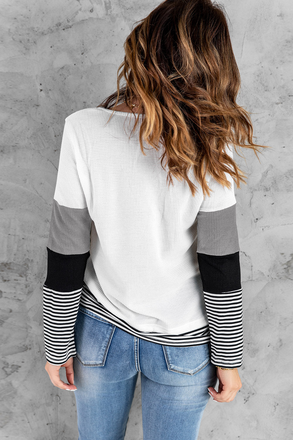 Stylish Colorblock Splicing Stripes Top