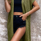 Batwing Sleeve Pointelle Knit Open Front Cardigan