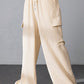 Loose Drawstring High Waist Crinkled Cargo Pants