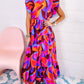 Abstract Printed High Waist Ruffle Tiered Long Dress