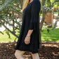Plus Size Ruffled Trim 3/4 Sleeve Dress