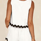 Ricrac Trim Tank Top Elastic Waist Shorts Set