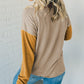 Exposed Seam Colorblock Knit Long Sleeve Top