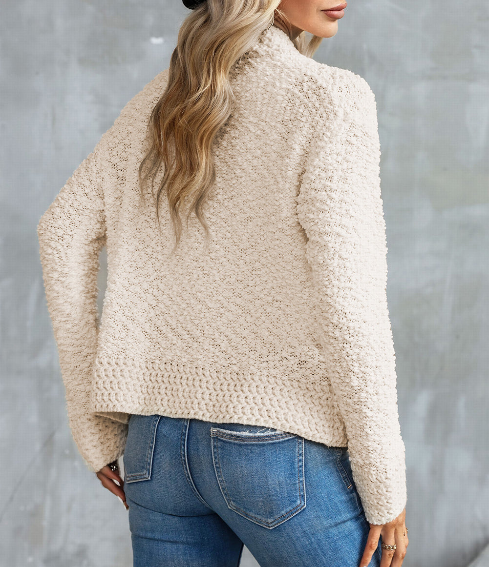 Popcorn Knit Open Front Cardigan