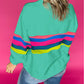 Colorful Striped Accent Long Sleeve T Shirt