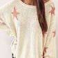 Starry Long Sleeve Raw Hem Sweater