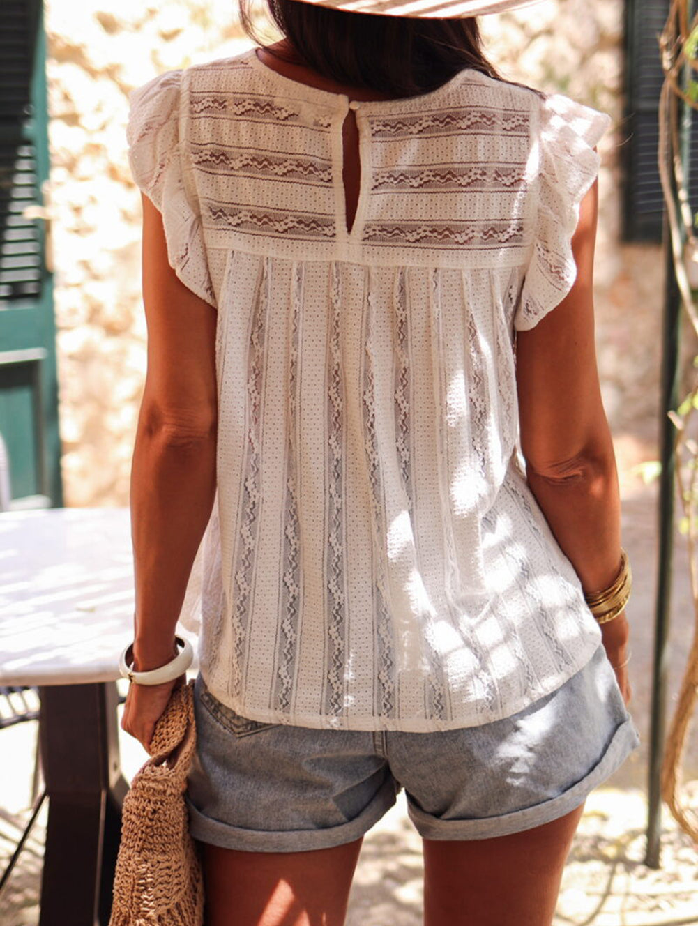 Ruffled Lace Flowy Tank Top