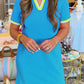 Contrast Trim V Neck T-shirt Dress