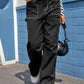 High Waist Straight Leg Cargo Pants with Pockets
