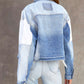 Color Block Denim Patchwork Frayed Hem Jacket