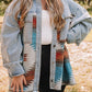 Plus Size Denim Aztec Jacket