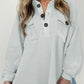 Oversized Flap Pockets Button Collared Sweatshirt