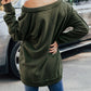 Expose Seam Detail Split Neck Long Sleeve Top