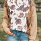 Abstract Print Sequin Patch Pullover Top