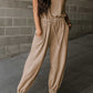 Cap Sleeve Open Back Drawstring Jogger Jumpsuit