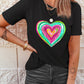 Valentine Heart Shaped Print Crew Neck T Shirt