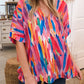Whimsical Feather Print V Neck Blouse