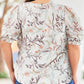 Plus Size Botanical Print Puff Sleeve Blouse