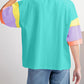 Color Block Stitching Sleeve Round Neck Oversize Top