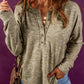 Rib Knit Drop Shoulder Long Sleeve Henley Top