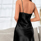 Tie Ruched Sexy Spaghetti Straps Satin Night Dress