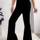 Solid Color High Waist Flare Corduroy Pants
