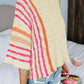 Striped Detail Wide Sleeve Lightweight Knitted Sweater