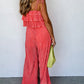 Ruffle Tiered Cami Pleated Wide Leg Pants Set