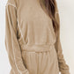 Piping Trim Long Sleeve Terry Shorts Set