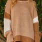 Color Block Contrast Stitch Oversized Sweater