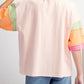 Sequin Disco Ball Color Block Sleeve Graphic Tee